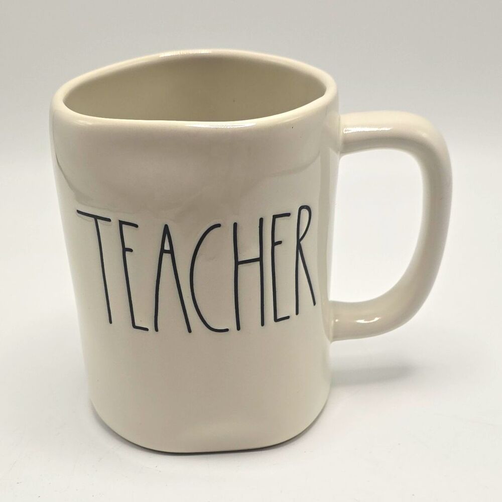Rae Dunn TEACHER White Ceramic Coffee Mug 16 oz Farmhouse MW/DW